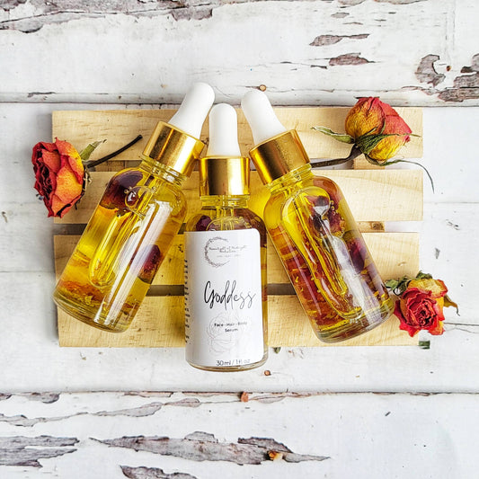 Moonlight at Midnight Holistics - The Goddess Organic 24K Gold & Rose Floral Face Oil Serum
